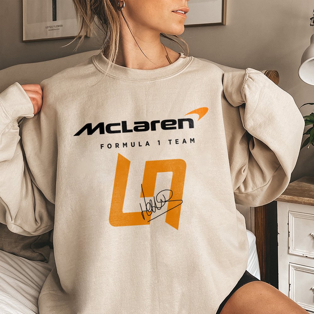 Formula 1 Racing Sweatshirt | Lando Norris McLaren Team Graphic | Premium Cotton Blend Crewneck | Motorsport Fan Gift for Men