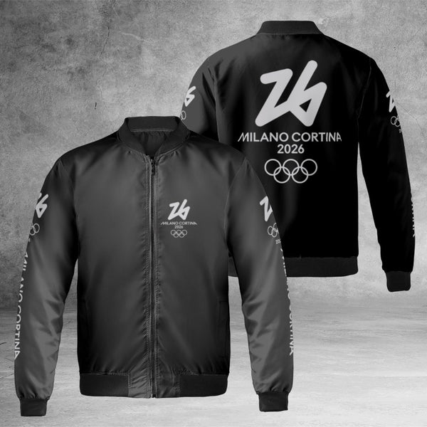 Milano Cortina 2026 Winter Games Bomber Jacket | Commemorative Olympic Spirit Design | Durable Nylon Shell & Quilted Lining |