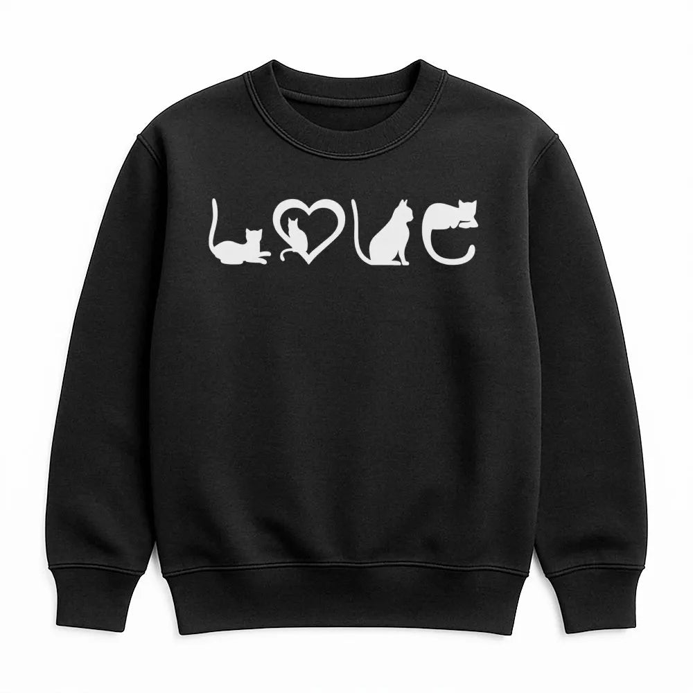 Cat Love Sweatshirt | Minimalist Cat Silhouette Graphic | Premium Cotton Blend | Gift for Cat Mom and Pet Lovers
