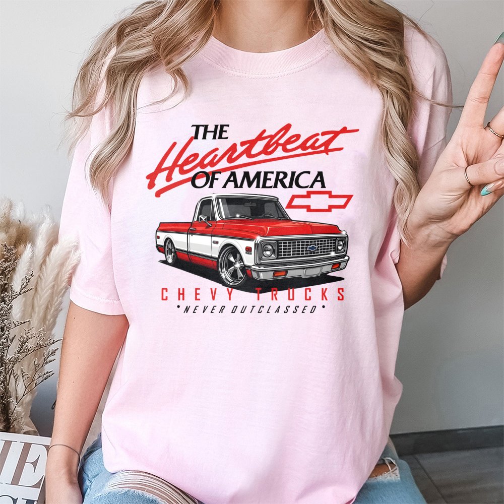 Vintage Chevy Truck T-Shirt | Classic Heartbeat Of America Graphic | Premium 100% Cotton Tee | Gift For Truck Enthusiasts And