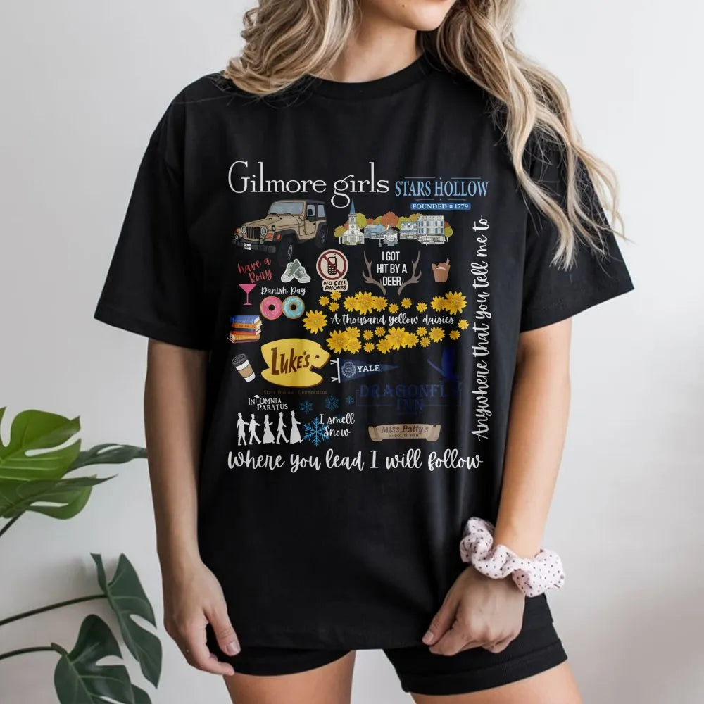 Stars Hollow Graphic T-Shirt | Iconic TV Show Reference Print | Premium Soft Cotton | Gift for Gilmore Girls Fans and Book Lo
