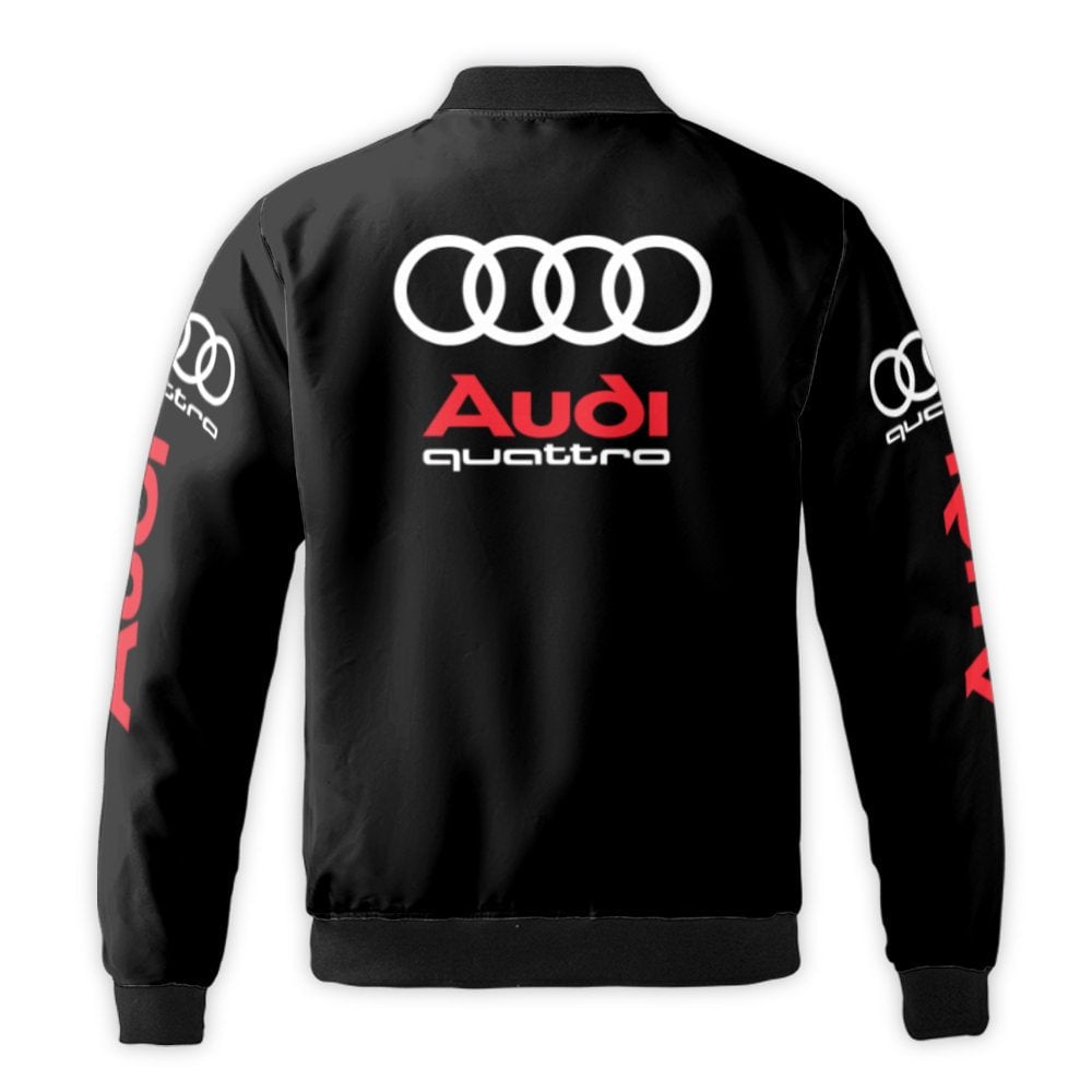 Audi Quattro Bomber Jacket | Performance Car Enthusiast Streetwear | Durable Nylon Shell | Premium Gift for Automotive Fans