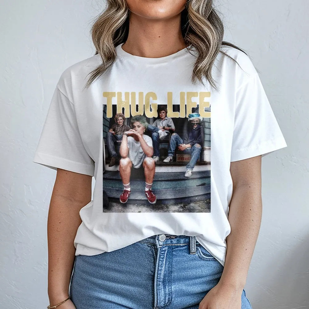 Golden Girls Thug Life T-Shirt | Retro 90s Rap Parody Graphic | Premium Cotton Unisex Tee | Funny Birthday Gift for Sitcom Fa