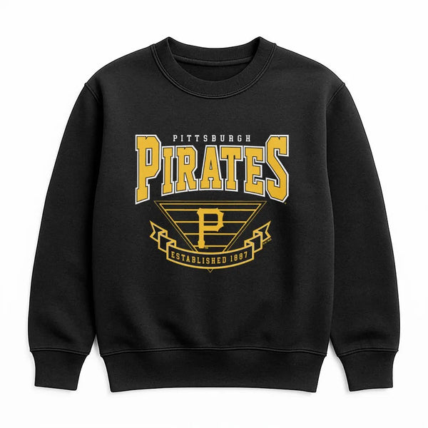 Pittsburgh Pirates Sweatshirt | Established 1887 Retro Graphic | Premium Cotton Blend Crewneck | MLB Fan Apparel Gift for Bas