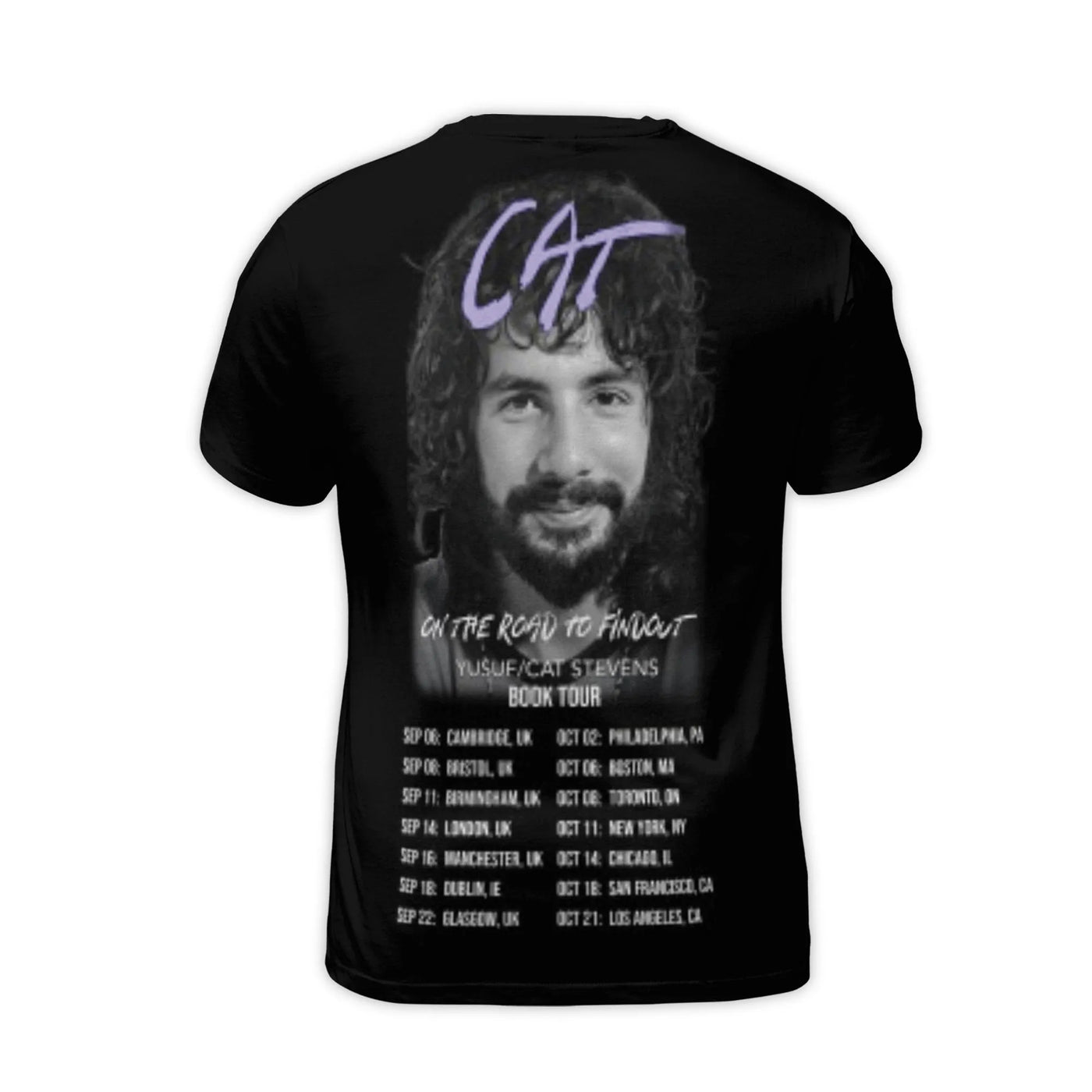 Cat Stevens T-Shirt | On The Road To Findout Book Tour Graphic | Premium Polyester Blend | Music Legend Fan Gift