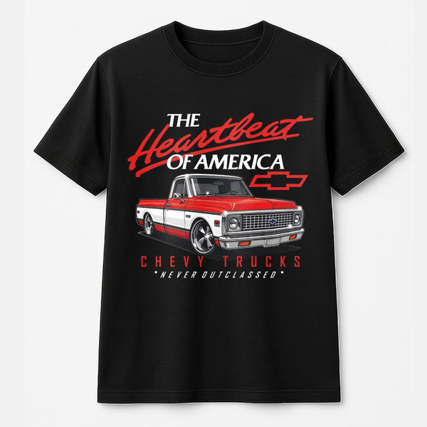 Vintage Chevy Truck T-Shirt | Classic Heartbeat Of America Graphic | Premium 100% Cotton Tee | Gift For Truck Enthusiasts And