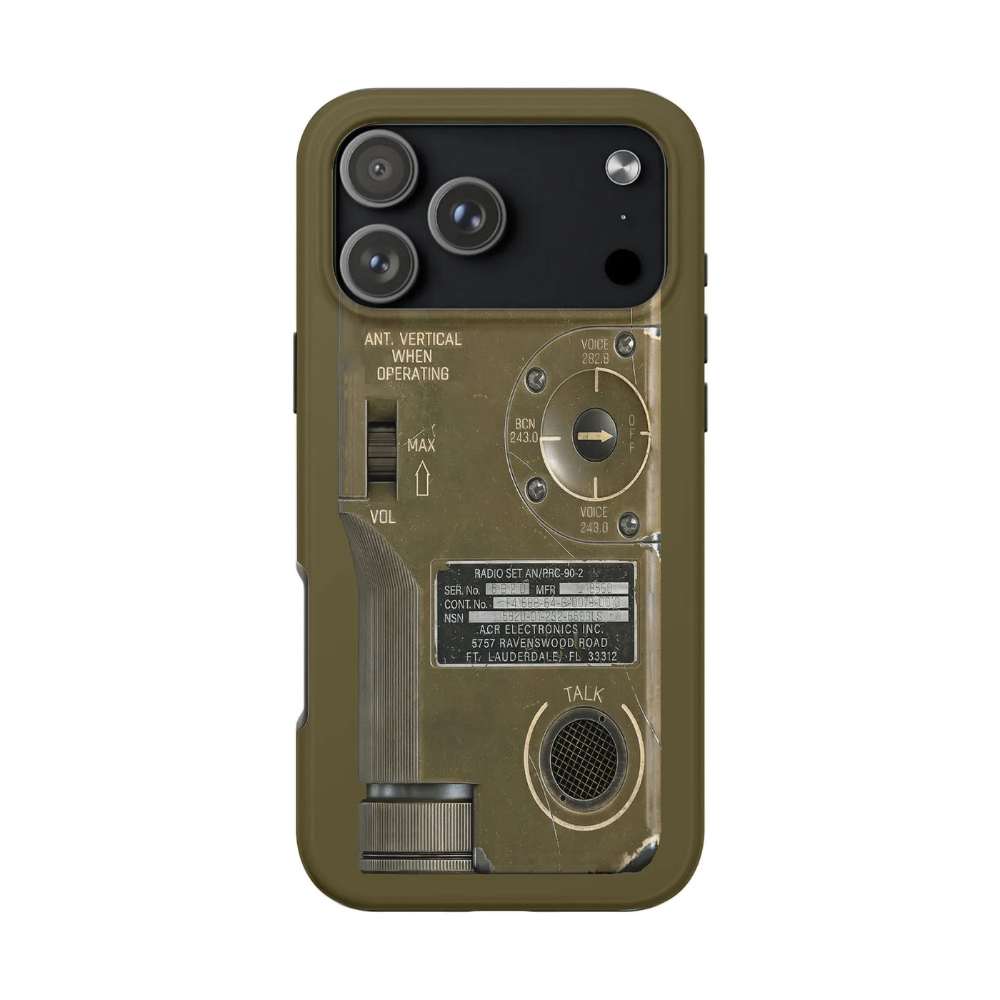 Military Radio iPhone Case | Vintage AN/PRC-90-2 Walkie Talkie Design | Dual-Layer Polycarbonate Protection | Unique Gift for