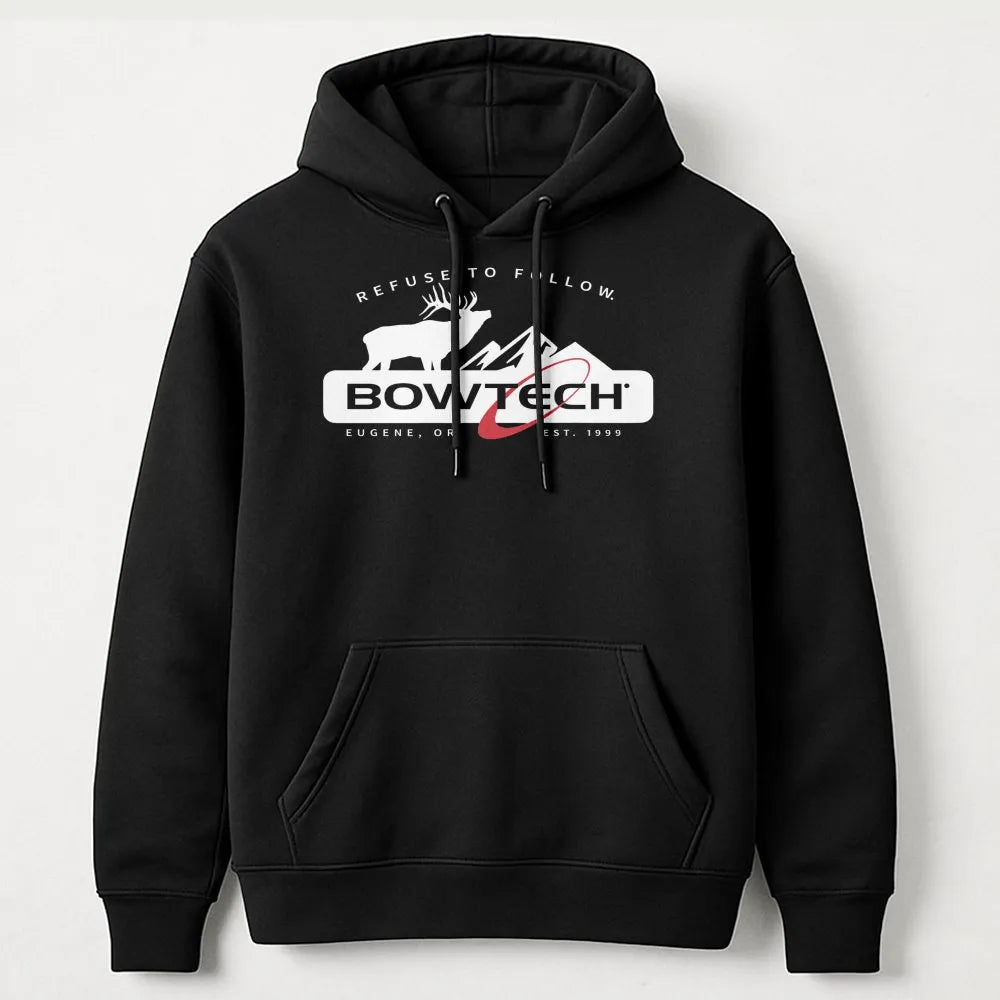 Bowtech Archery Hoodie | Elk Mountain Graphic Print | Premium Cotton-Poly Blend | Gift For Bowhunters And Outdoor Enthusiasts