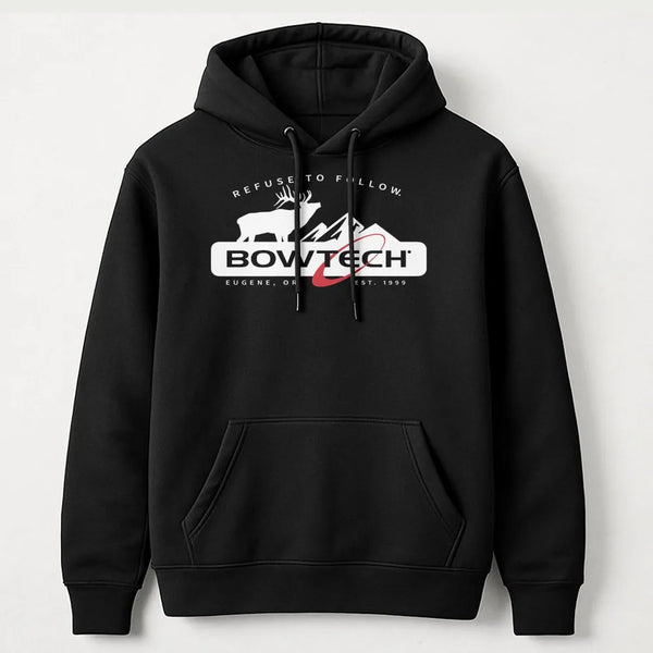 Bowtech Archery Hoodie | Elk Mountain Graphic Print | Premium Cotton-Poly Blend | Gift For Bowhunters And Outdoor Enthusiasts