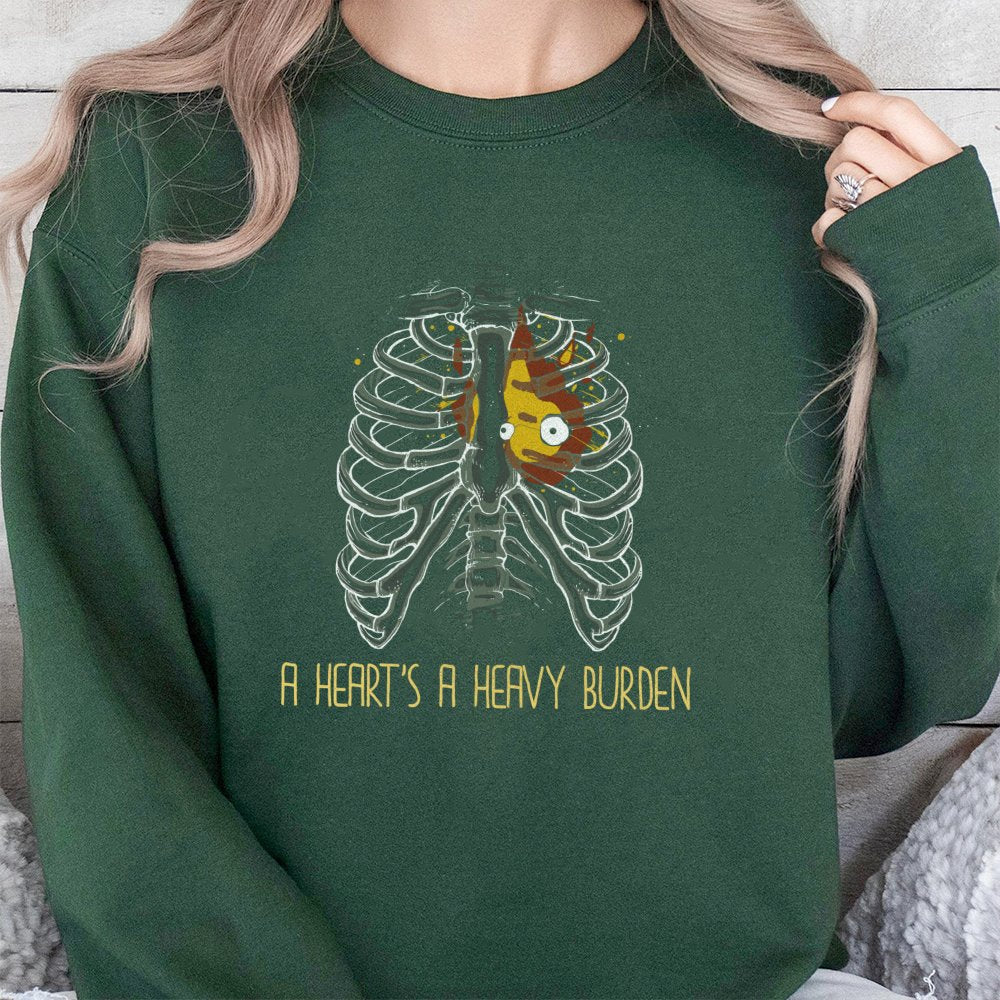 A Heart's A Heavy Burden Sweatshirt | Anime Movie Quote Apparel | Unisex Premium Cotton Blend | Gift For Ghibli Fans