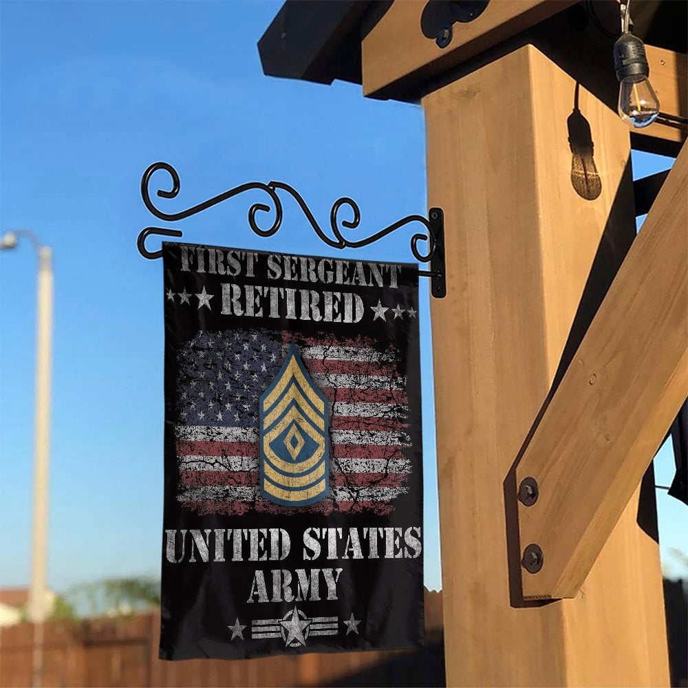 First Sergeant Retired Garden Flag | U.S. Army Veteran Patriotic Yard Decor | Weather-Resistant Premium Polyester | Military 