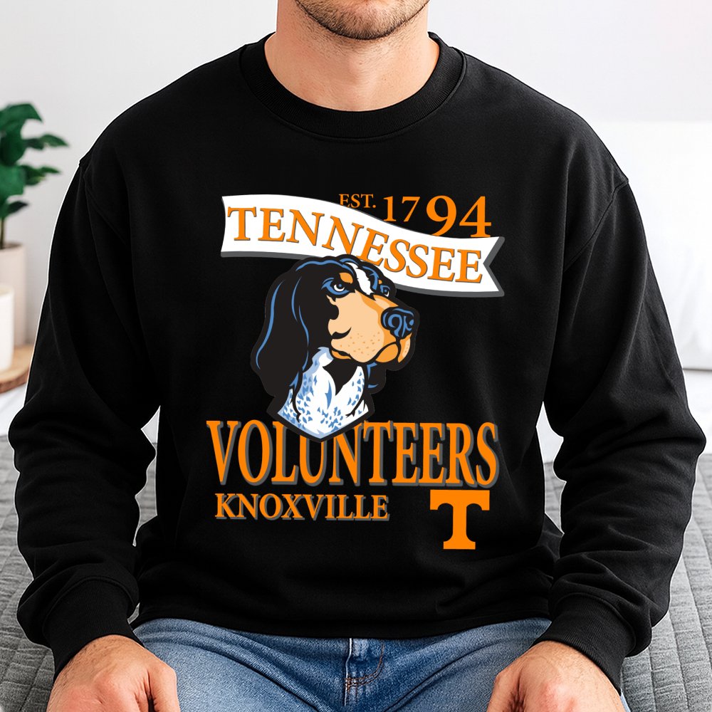 Tennessee Volunteers Mascot Sweatshirt | Vintage Bluetick Coonhound Graphic | Premium Cotton Blend | Gift for College Footbal