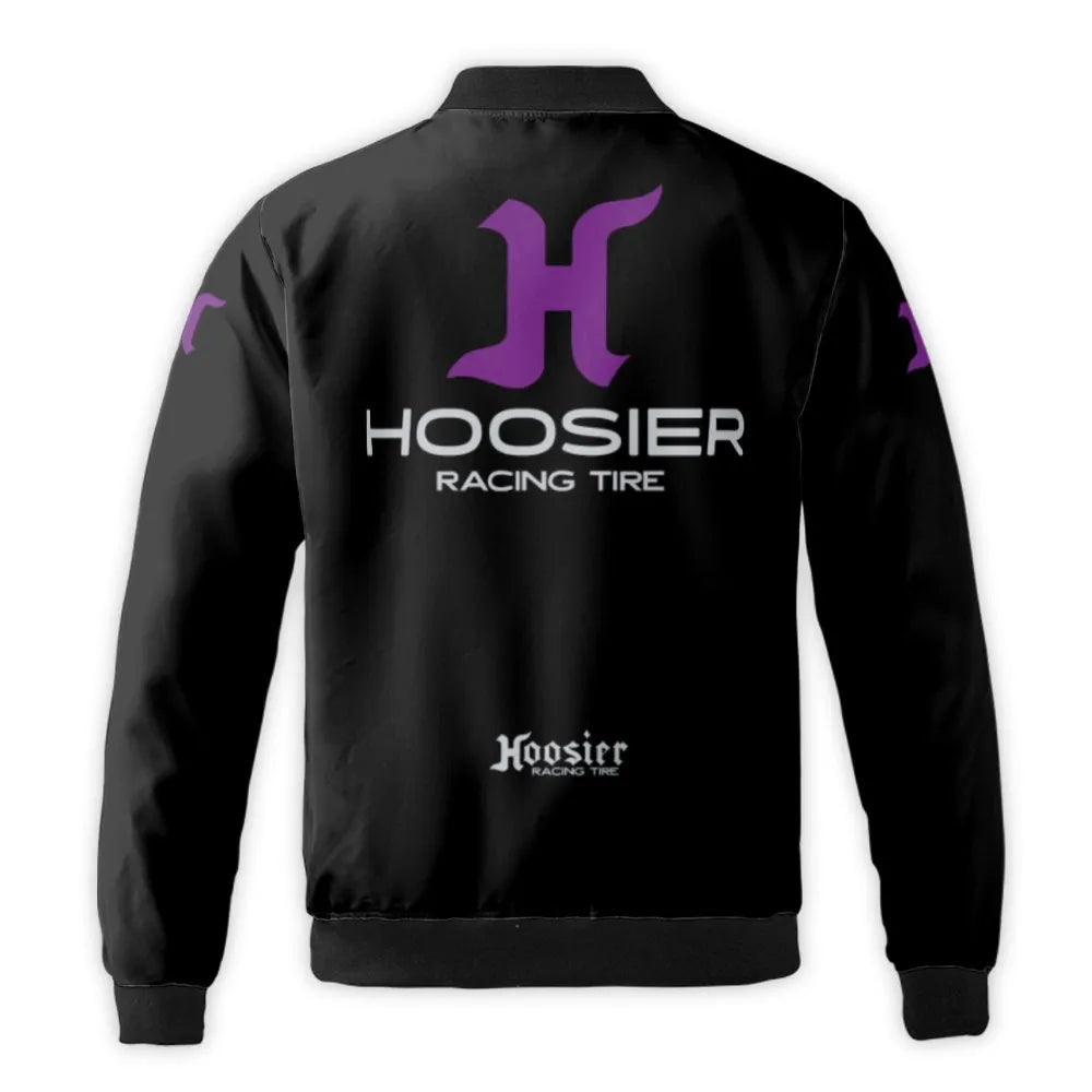 Hoosier Racing Tire Bomber Jacket | Motorsports Logo Graphic | Premium Nylon Outerwear | Unisex Streetwear Gift for Race Fans