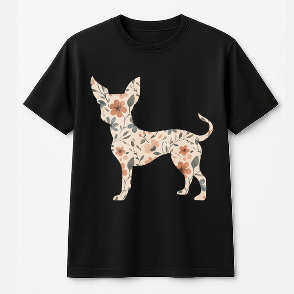 Floral Chihuahua T-Shirt | Wildflower Dog Art Graphic Tee | 100% Premium Cotton | Cute Gift for Dog Mom and Chihuahua Lovers