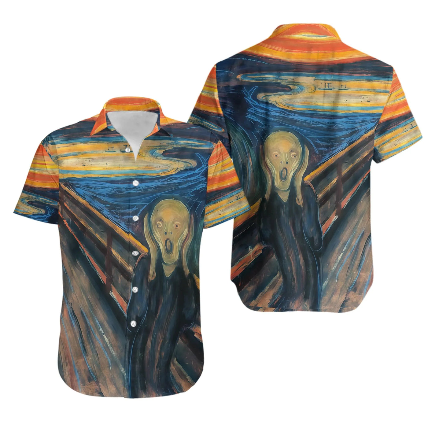 The Scream Art Hawaiian Shirt | Edvard Munch Famous Painting Print | Lightweight Summer Button Down | Gift For Art Lovers & C