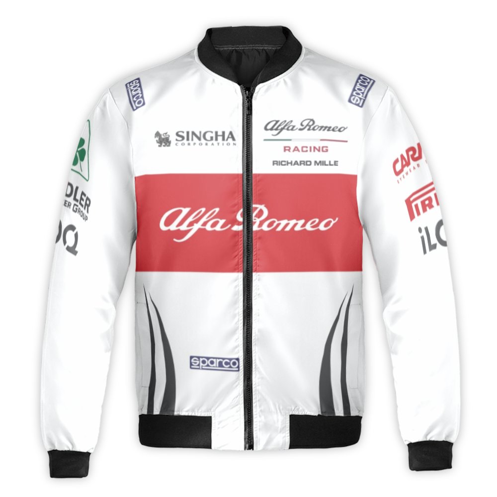 Alfa Romeo Racing Bomber Jacket | Formula 1 Inspired Streetwear | Nylon Shell & Quilted Lining | Premium Motorsport Gift for 