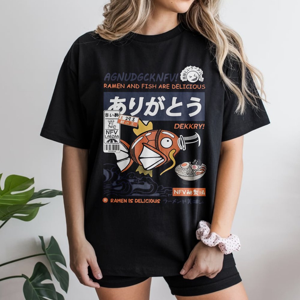 Japanese Ramen Fish Graphic T-Shirt | Retro Anime Food Aesthetic Print | Premium Soft Cotton Tee | Unique Gift For Manga & Ga