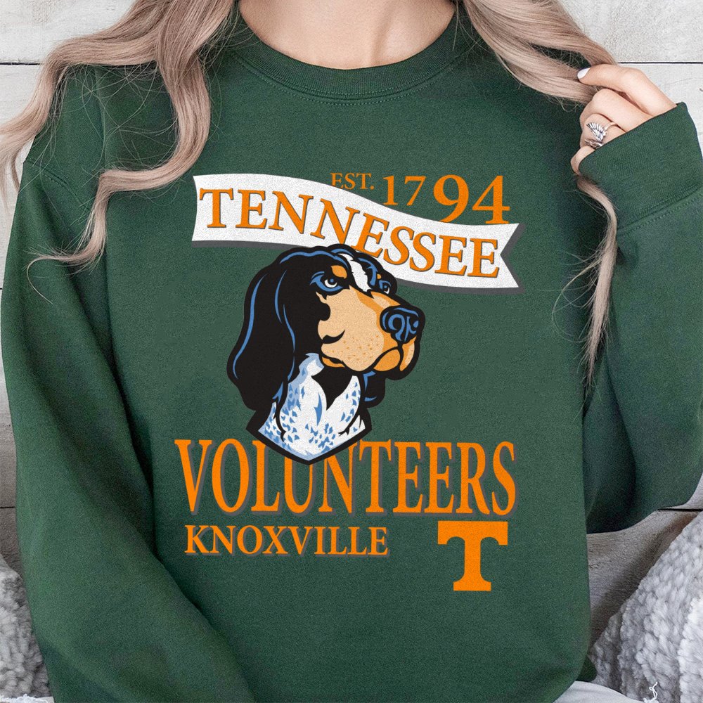 Tennessee Volunteers Mascot Sweatshirt | Vintage Bluetick Coonhound Graphic | Premium Cotton Blend | Gift for College Footbal
