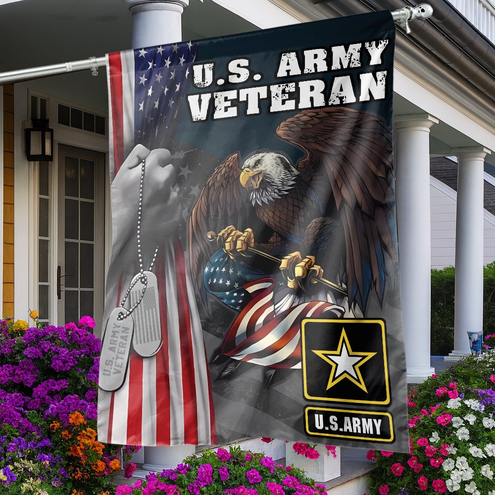 U.S. Army Veteran Flag | Bald Eagle American Patriotic House Decor | UV-Resistant Polyester | Military Retirement Gift for Ve
