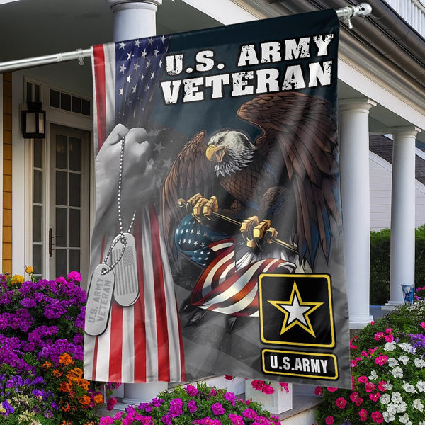 U.S. Army Veteran Flag | Bald Eagle American Patriotic House Decor | UV-Resistant Polyester | Military Retirement Gift for Ve