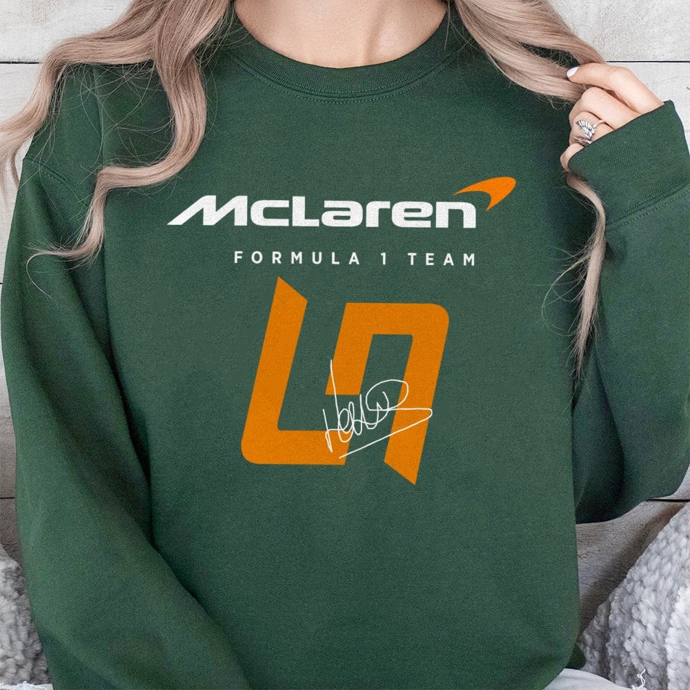 Formula 1 Racing Sweatshirt | Lando Norris McLaren Team Graphic | Premium Cotton Blend Crewneck | Motorsport Fan Gift for Men