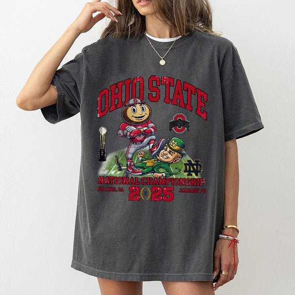 Ohio State Football 2025 National Champions T-Shirt | Vintage Mascot Graphic Print | Premium Soft Cotton | Unisex Fan Apparel