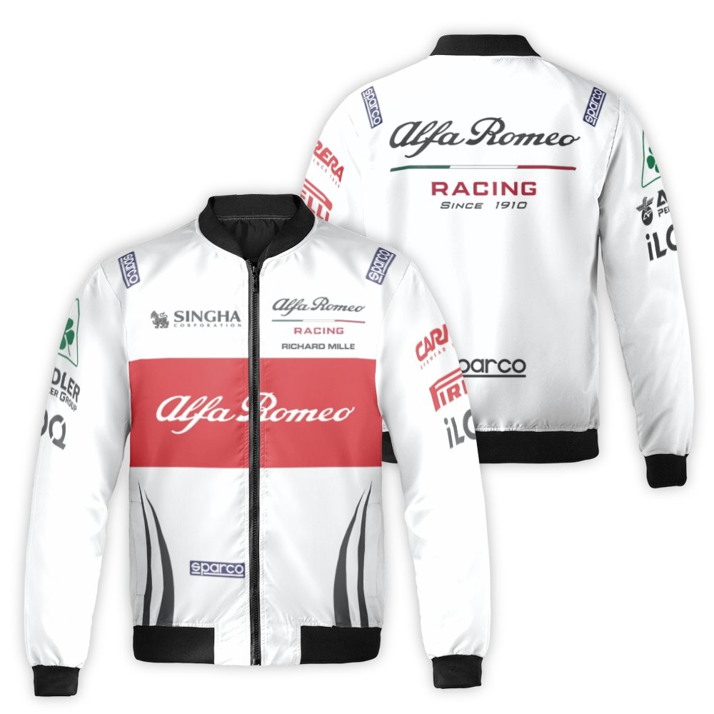 Alfa Romeo Racing Bomber Jacket | Formula 1 Inspired Streetwear | Nylon Shell & Quilted Lining | Premium Motorsport Gift for 