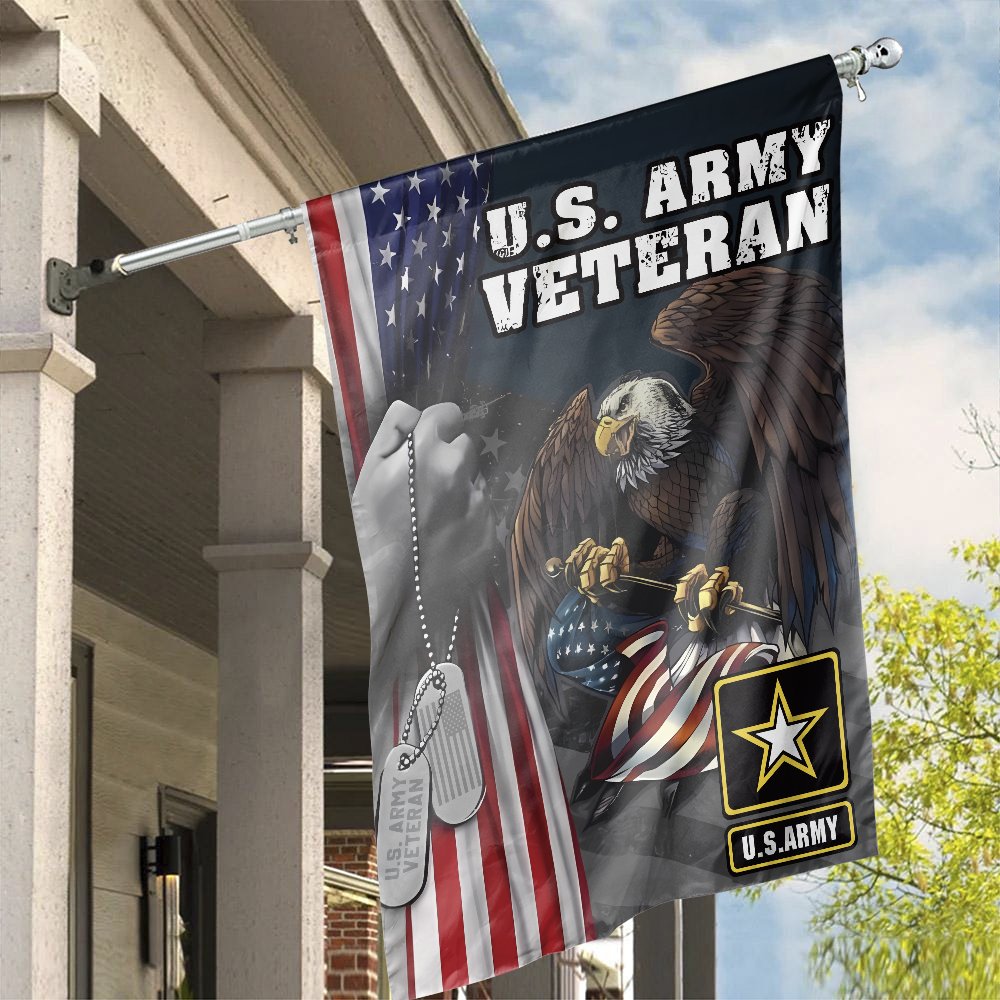 U.S. Army Veteran Flag | Bald Eagle American Patriotic House Decor | UV-Resistant Polyester | Military Retirement Gift for Ve