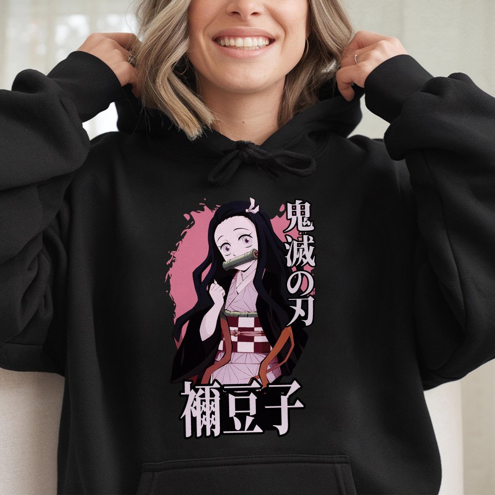 Nezuko Kamado Hoodie | Demon Slayer Graphic Sweatshirt | Cotton-Polyester Blend | Anime Gift for Manga Fans