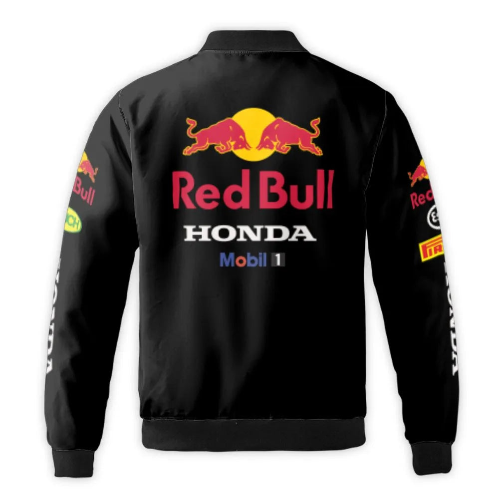 Formula 1 Racing Bomber Jacket | Red Bull Honda Team Graphic | Durable Nylon Streetwear | Unisex Motorsports Gift For Racing 