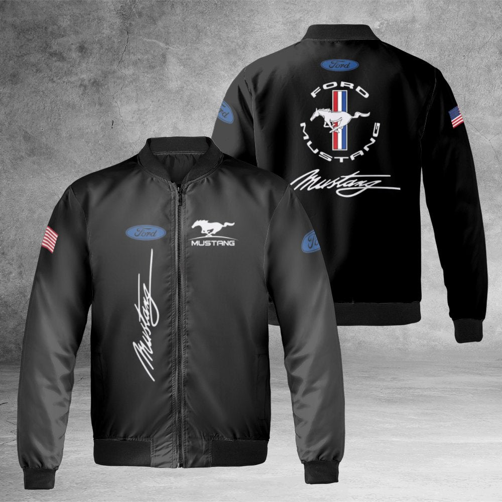Ford Mustang Bomber Jacket | Classic American Muscle Car Design | Durable Nylon Quilted Lining | Gift for Car Enthusiasts & M