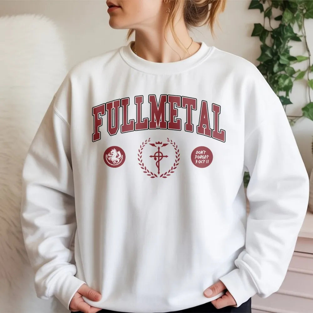 Fullmetal Alchemist Sweatshirt | Varsity Letterman Anime Graphic | Premium Cotton Blend | Gift for Manga Lovers Fans