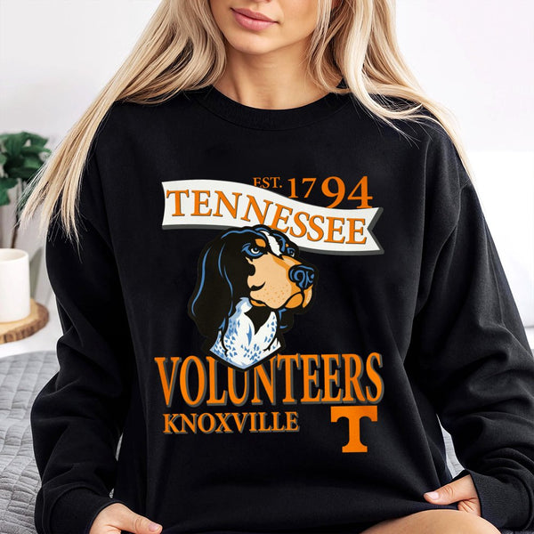 Tennessee Volunteers Mascot Sweatshirt | Vintage Bluetick Coonhound Graphic | Premium Cotton Blend | Gift for College Footbal
