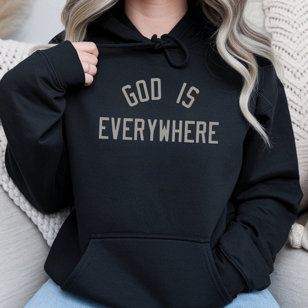 God Is Everywhere Hoodie | Minimalist Faith Based Graphic | Premium Cotton Blend | Christian Gift for Men and Women