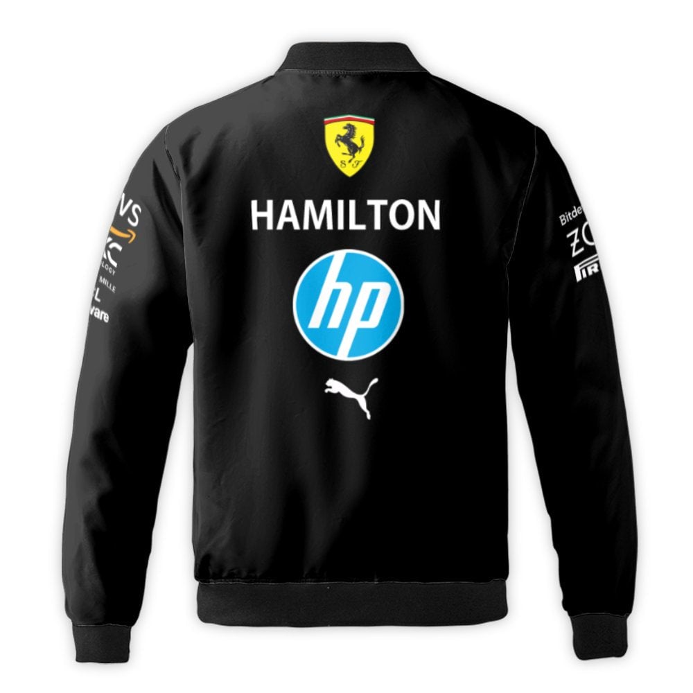 Formula 1 Racing Bomber Jacket | Hamilton Ferrari Team Graphic | Durable Nylon Streetwear | Gift for Motorsport Fans