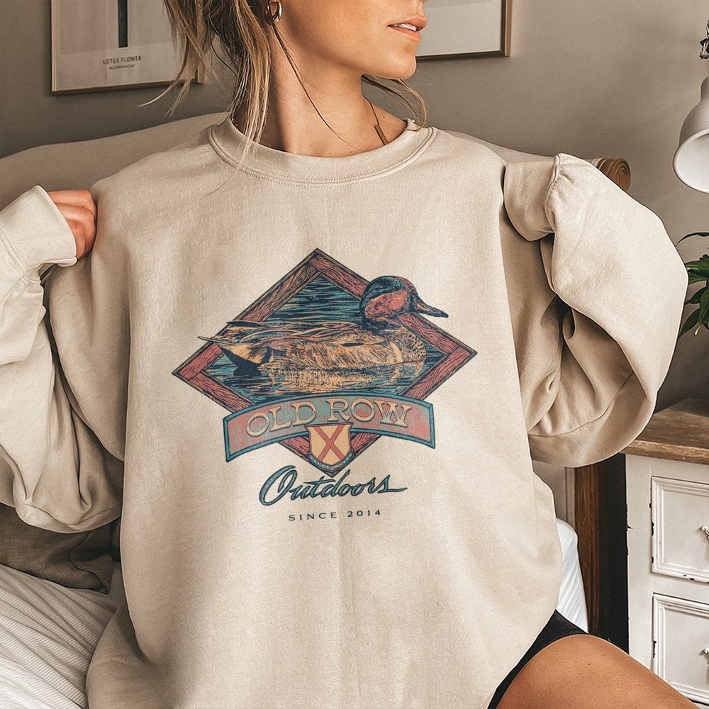 Duck Hunting Sweatshirt | Vintage Mallard Waterfowl Graphic | Soft Cotton Blend Crewneck | Outdoor Sports Gift for Hunters
