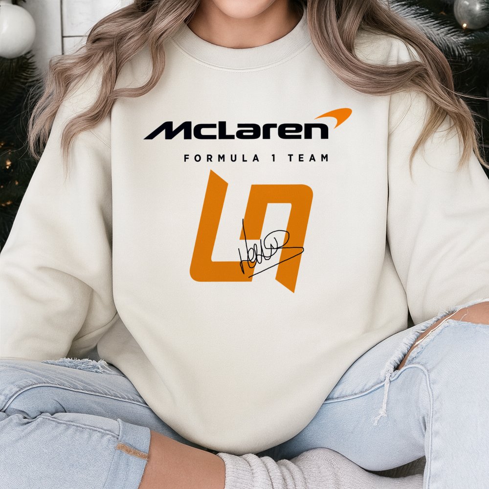Formula 1 Racing Sweatshirt | Lando Norris McLaren Team Graphic | Premium Cotton Blend Crewneck | Motorsport Fan Gift for Men