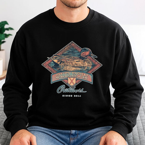 Duck Hunting Sweatshirt | Vintage Mallard Waterfowl Graphic | Soft Cotton Blend Crewneck | Outdoor Sports Gift for Hunters
