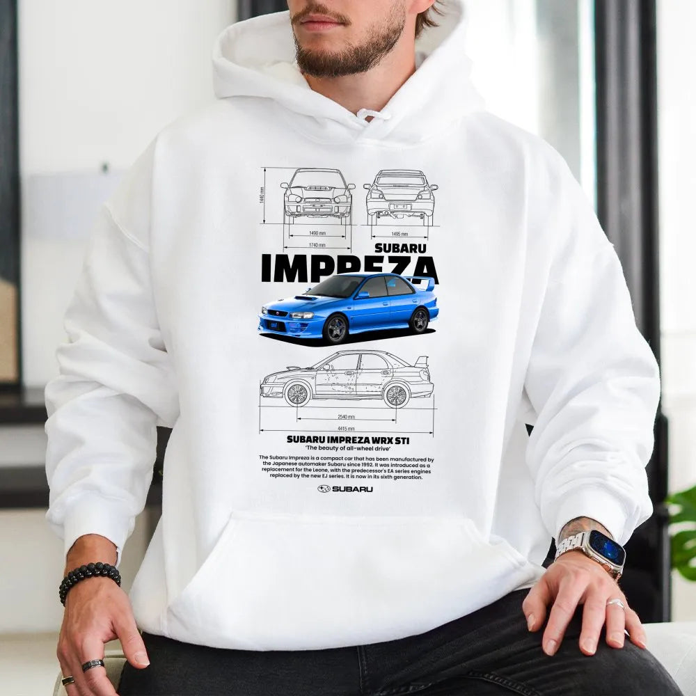 JDM Rally Car Hoodie | Subaru Impreza WRX STi Blueprint Graphic | Premium Cotton Blend | Gift For Car Enthusiast Men Women