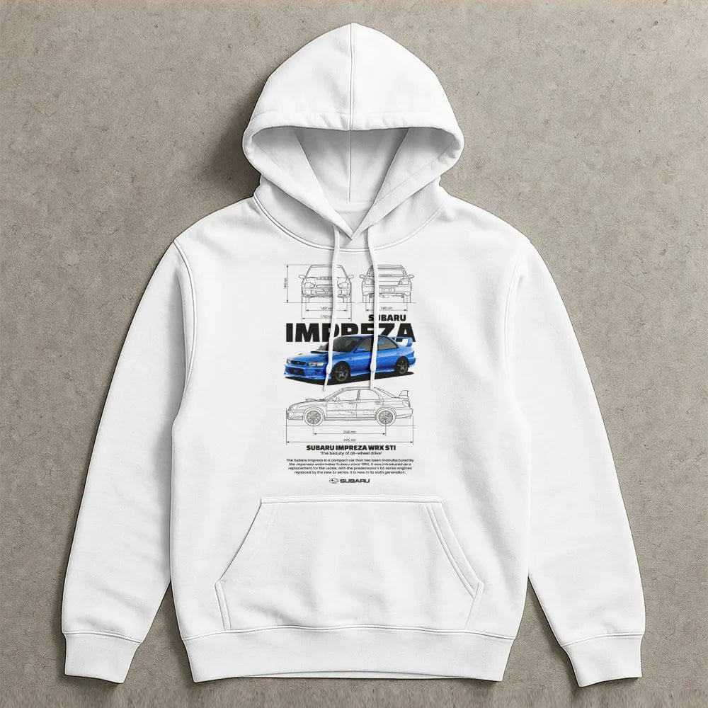 JDM Rally Car Hoodie | Subaru Impreza WRX STi Blueprint Graphic | Premium Cotton Blend | Gift For Car Enthusiast Men Women