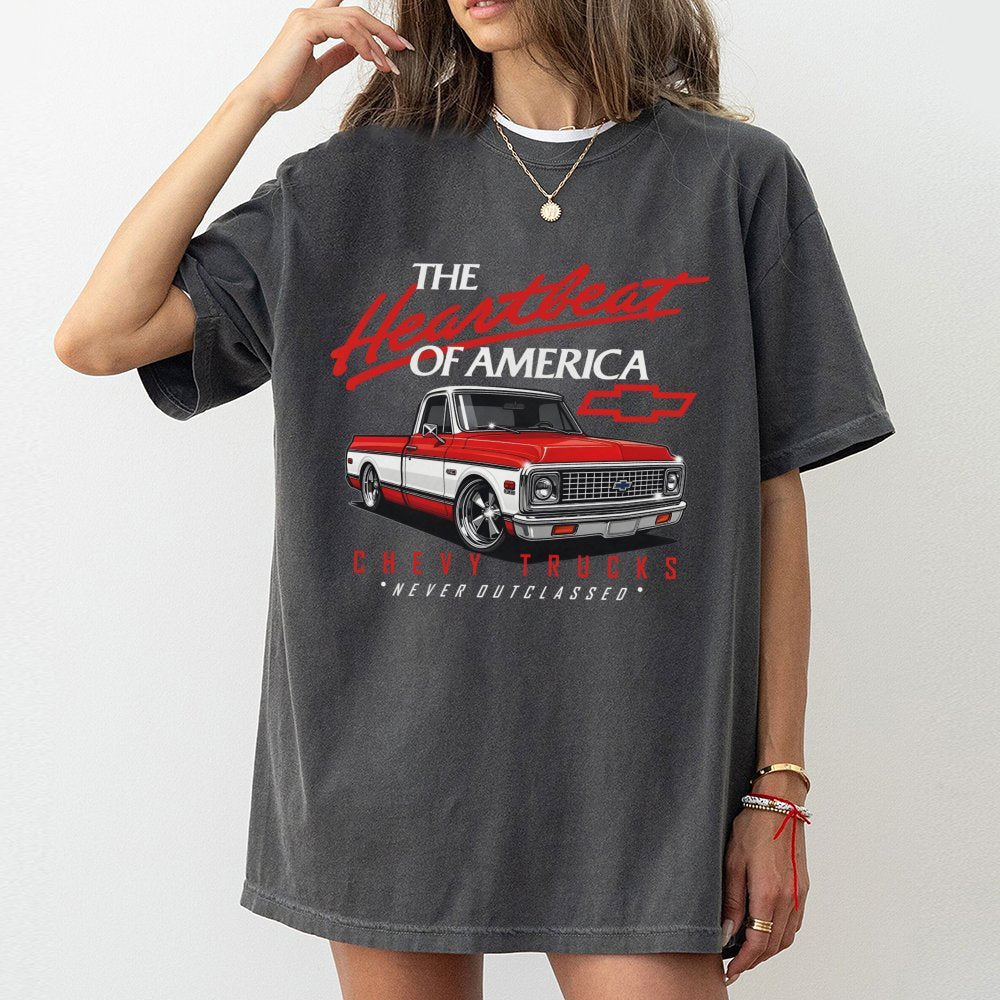 Vintage Chevy Truck T-Shirt | Classic Heartbeat Of America Graphic | Premium 100% Cotton Tee | Gift For Truck Enthusiasts And