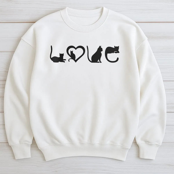 Cat Love Sweatshirt | Minimalist Cat Silhouette Graphic | Premium Cotton Blend | Gift for Cat Mom and Pet Lovers