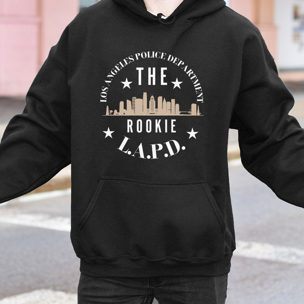 LAPD Skyline Hoodie | The Rookie TV Show Inspired Graphic Sweatshirt | Cotton-Polyester Blend | Unisex Gift for Police Series