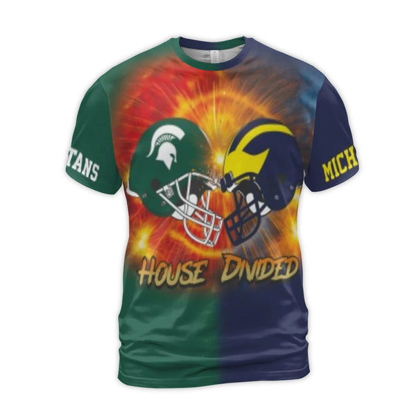 House Divided T-Shirt | Michigan State vs Michigan Football Rivalry | Premium 3D Graphic Tee | Gift for College Sports Fans