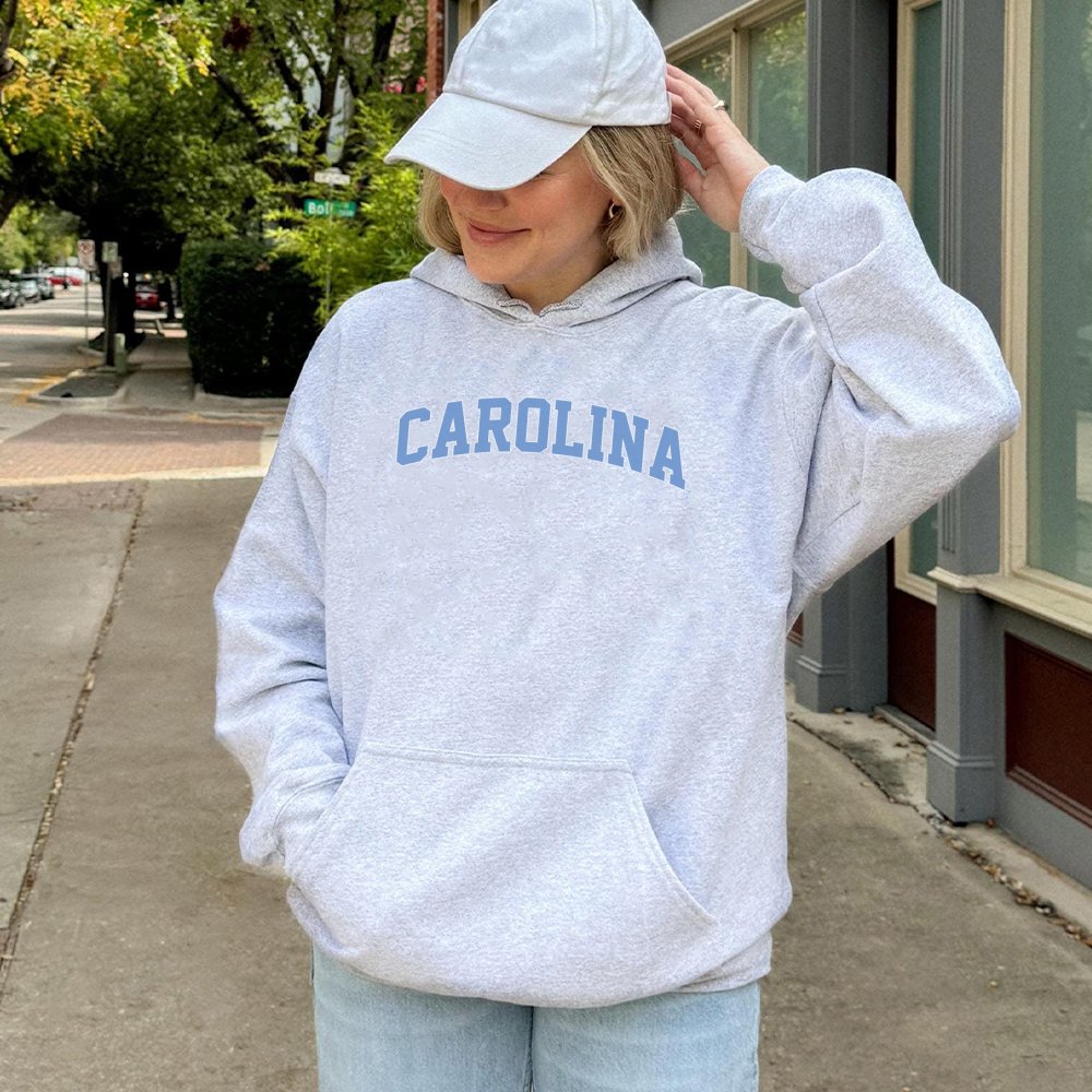 Carolina Arch Logo Hoodie | Collegiate Style Graphic Sweatshirt | Cotton-Polyester Premium Blend | Unisex Gift for College St