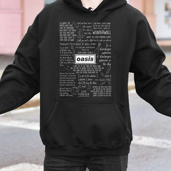 Oasis Lyric Hoodie | Britpop Band Song Quotes Graphic | Cotton Blend Premium Sweatshirt | 90s Rock Music Fan Gift
