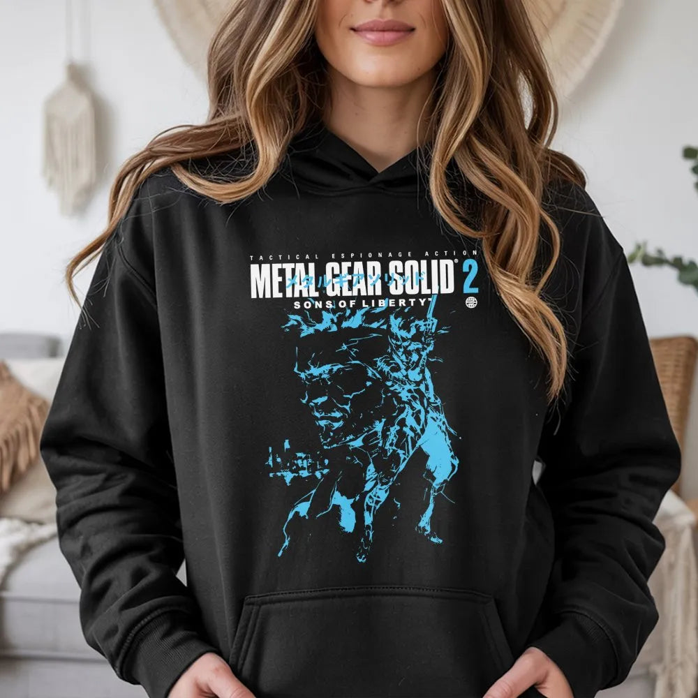 Tactical Espionage Action Hoodie | Retro MGS 2 Video Game Graphic | Premium Cotton Blend | Gift for Gamers and Stealth Action