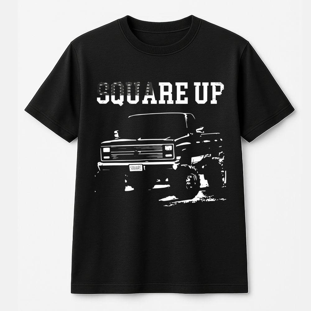 Square Body Truck T-Shirt | Classic American Pickup Graphic | 100% Cotton Premium Tee | Gift for Gearhead Truck Enthusiasts