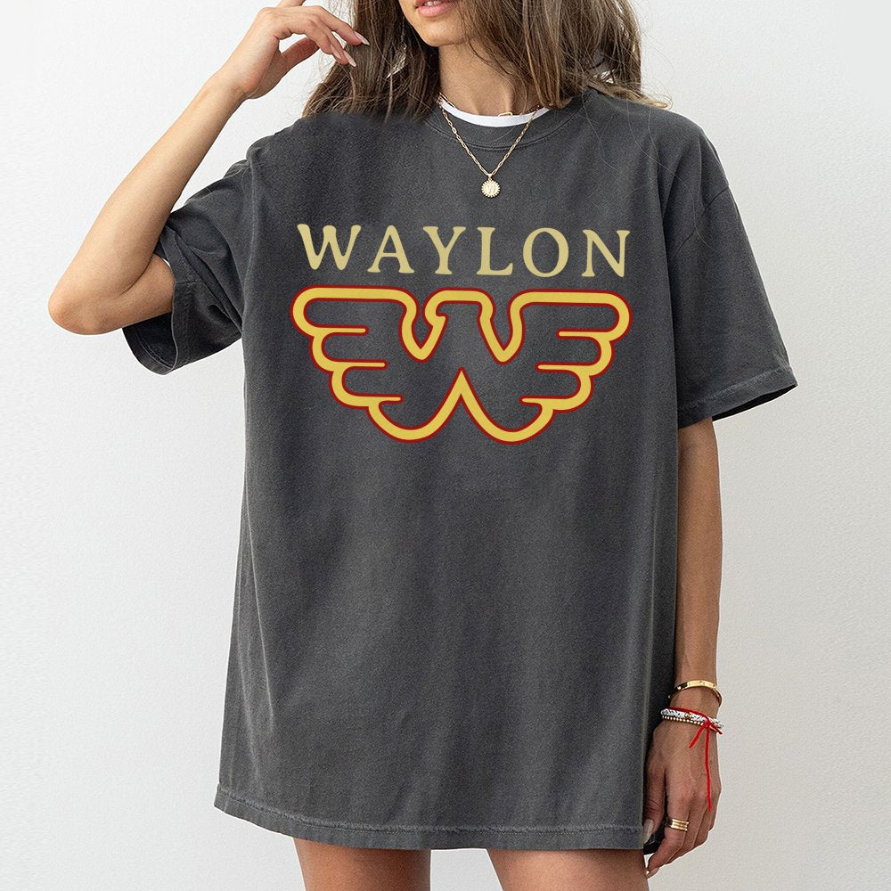 Waylon Jennings T-Shirt | Retro Flying W Logo Graphic | 100% Cotton Premium Tee | Classic Country Music Fan Gift for Men and 