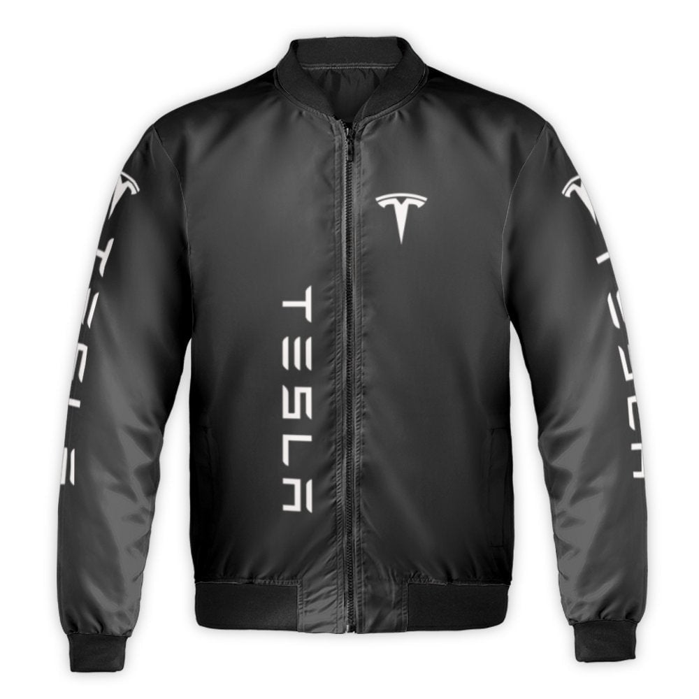 Electric Car Enthusiast Bomber Jacket | Minimalist Logo Streetwear | Durable Nylon Shell | Premium Unisex Gift for EV Drivers